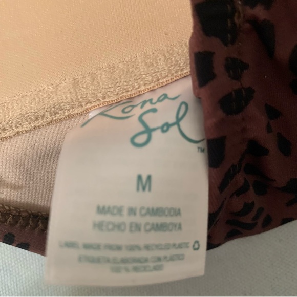 KONA SOL Brown Animal Print Ruffle One Piece Bathing Suit 🆕 - Picture 4 of 4